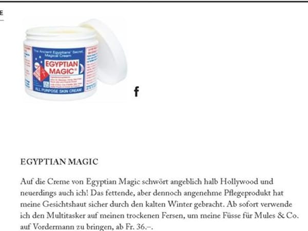 Egyptian Magic dans le magazine Bolero, mars 2018
