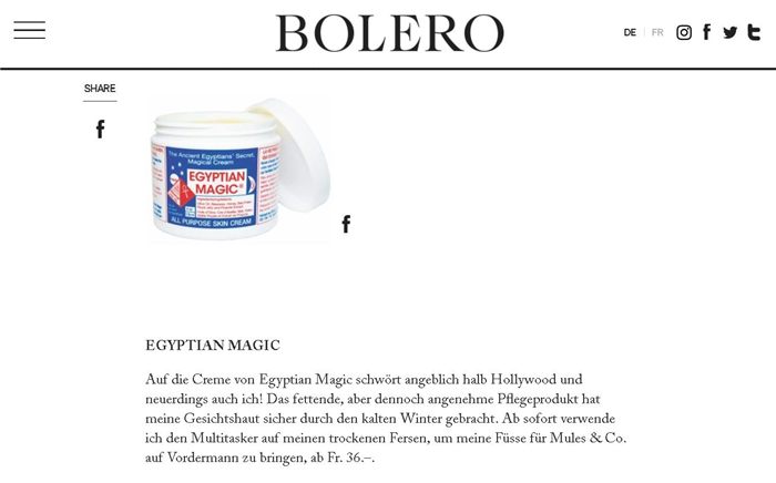 Egyptian Magic im Bolero Magazin, März 2018