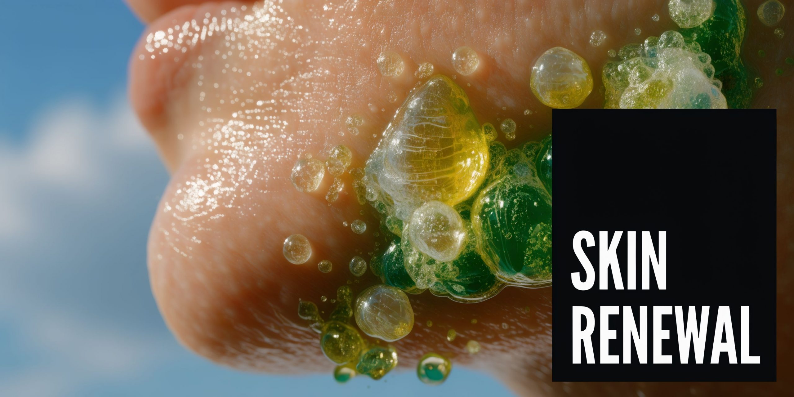 A close-up view of a person's skin with a chemical peel treatment undergoing skin renewal.