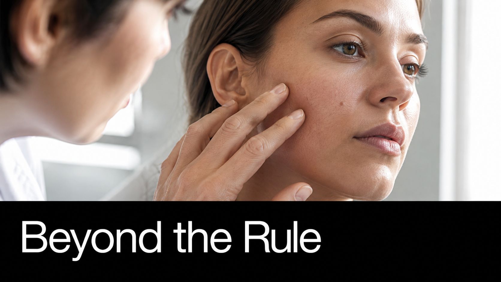 A dermatologist gently examining a patient's facial skin to assess texture and complexion in a clinical setting.
